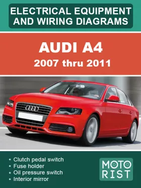 Электрооборудование и цветные электросхемы Audi A4 с 2007 по 2011 год в формате PDF (на английском языке)
