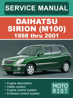 Книга по ремонту Daihatsu Sirion (M100) с 1998 по 2001 год, в формате PDF (на английском языке)
