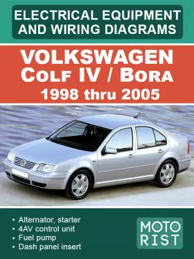 Электрооборудование и электросхемы Volkswagen Colf IV / Bora с 1998 по 2005 год, в формате PDF (на английском языке)