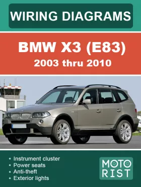 Цветные электросхемы BMW X3 (E83) с 2003 по 2010 год в формате PDF (на английском языке)