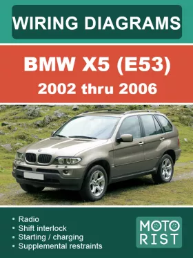 Цветные электросхемы BMW X5 (E53) с 2002 по 2006 год в формате PDF (на английском языке)