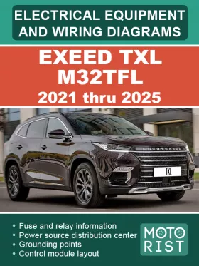 Электрооборудование и цветные электросхемы EXEED TXL M32TFL с 2021 по 2025 год в формате PDF (на английском языке)
