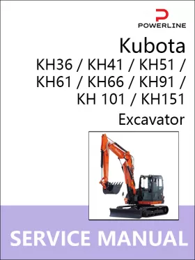 Книга по ремонту экскаватора Kubota KH36 / KH41 / KH51 / KH61 / KH66 / KH91 / KH 101 / KH151 в формате PDF (на английском языке)