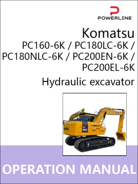 Книга по эксплуатации и техническому обслуживанию экскаватора Komatsu PC160-6K / PC180LC-6K / PC180NLC-6K / PC200EN-6K / PC200EL-6K в формате PDF (на английском языке)