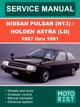 Книга по ремонту Nissan Pulsar (N13) / Holden Astra (LD) с 1987 по 1991 год в формате PDF (на английском языке)
