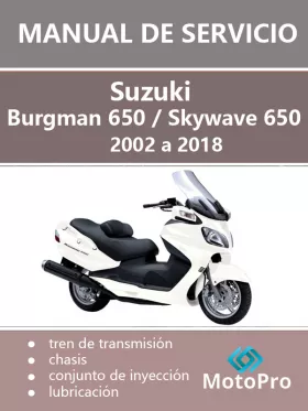Книга по ремонту скутера Suzuki Burgman 650 / Skywave 650 c 2002 по 2018 год в формате PDF (на испанском языке)