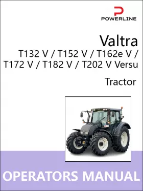 Книга по эксплуатации и техническому обслуживанию трактора Valtra T132 V / T152 V / T162e V / T172 V / T182 V / T202 V Versu в формате PDF (на английском языке)