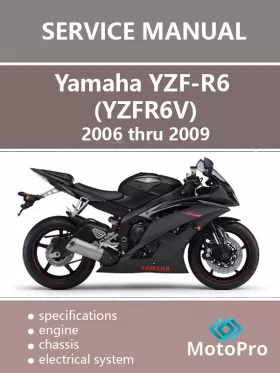 Книга по ремонту мотоцикла Мотоцикл Yamaha YZF-R6 (YZFR6V) с 2006 по 2009 год в формате PDF (на английском языке)