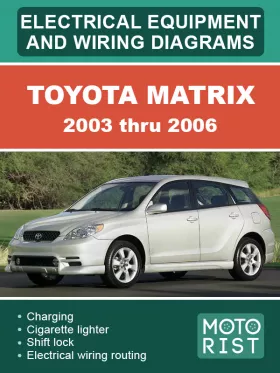 Электрооборудование и цветные электросхемы Toyota Matrix с 2003 по 2006 год в формате PDF (на английском языке)